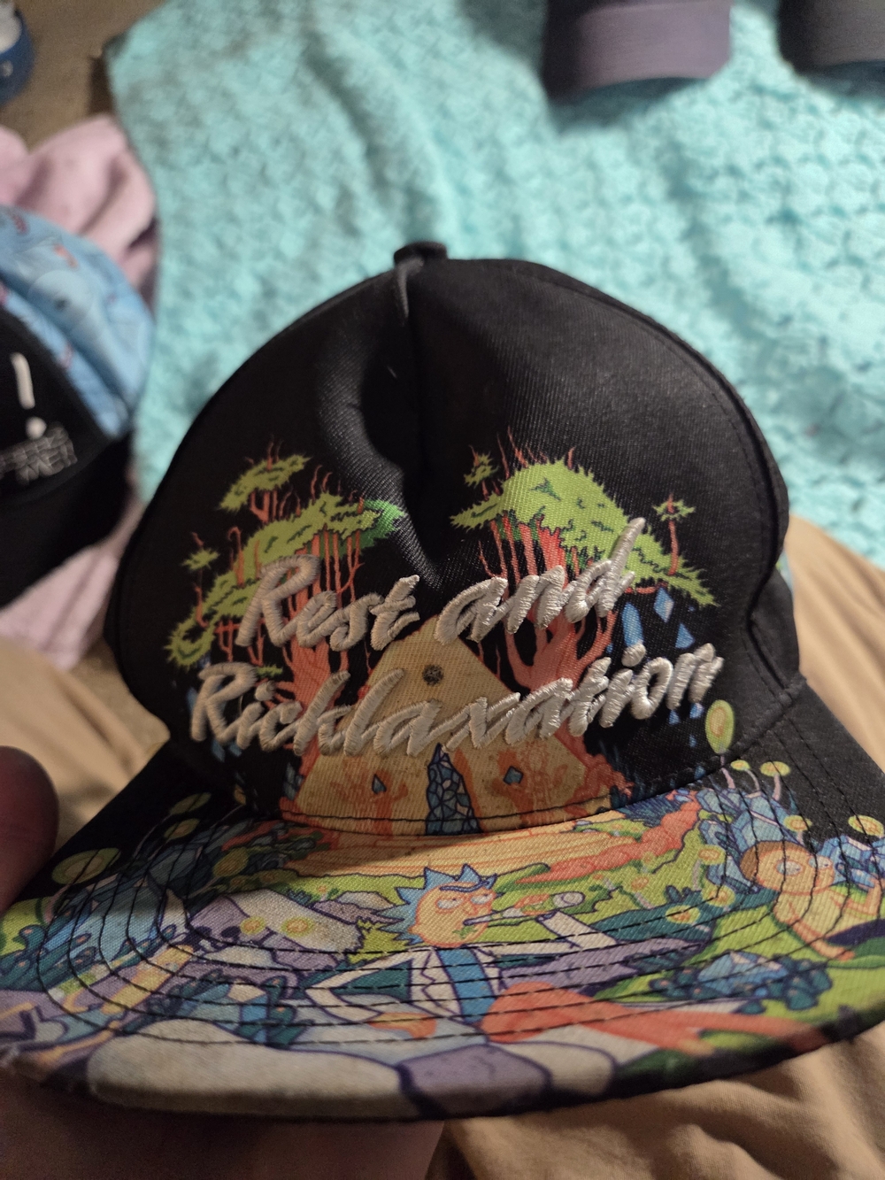 Rick n Morty Black Multicolor Embroidered Illustrated Snapback
